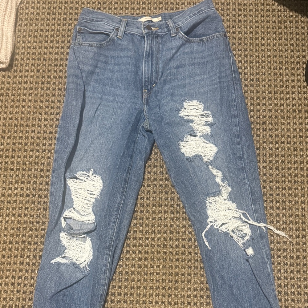 Levi's Classic Blue Ripped Boyfriend Jeans